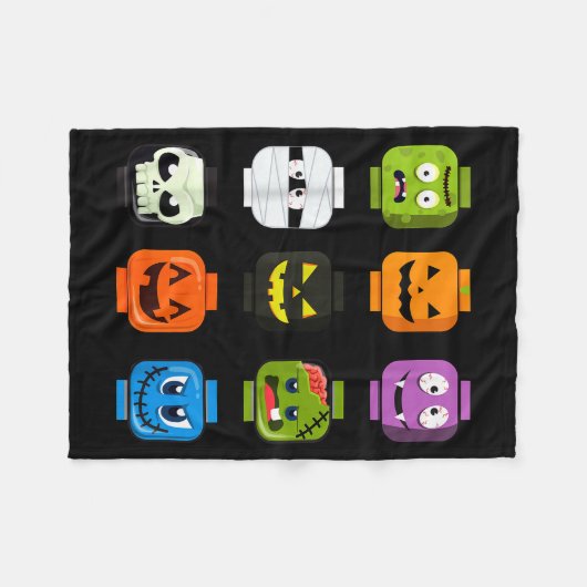 Halloween Building Brick Heads Pumpkin Zombie Ghos Fleecedecke (Vorderseite (Horizontal))