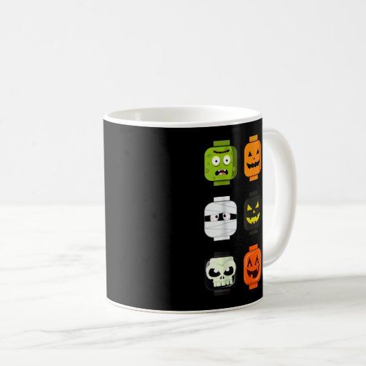 Halloween Building Brick Heads Pumpkin Zombie Ghos Kaffeetasse (VorderseiteRechts)
