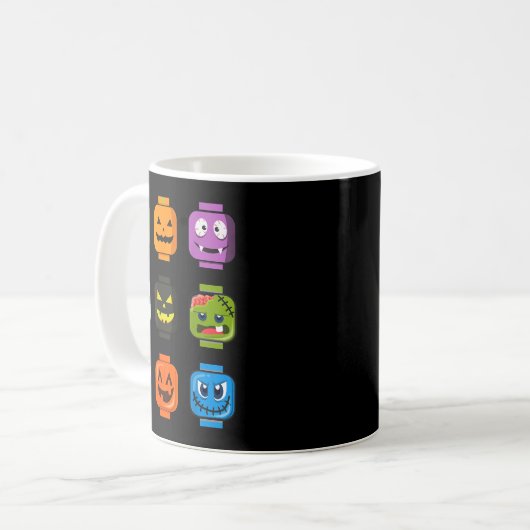 Halloween Building Brick Heads Pumpkin Zombie Ghos Kaffeetasse (Vorderseite Links)