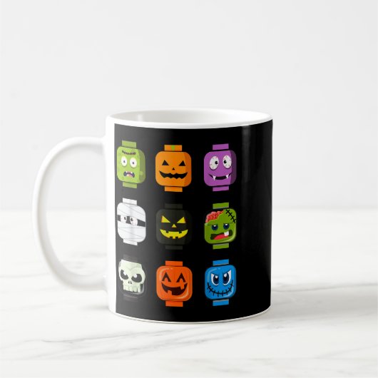 Halloween Building Brick Heads Pumpkin Zombie Ghos Kaffeetasse (Links)