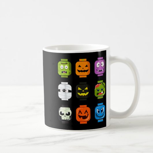 Halloween Building Brick Heads Pumpkin Zombie Ghos Kaffeetasse (Rechts)