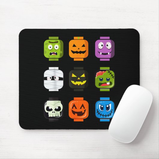 Halloween Building Brick Heads Pumpkin Zombie Ghos Mousepad (Mit Mouse)