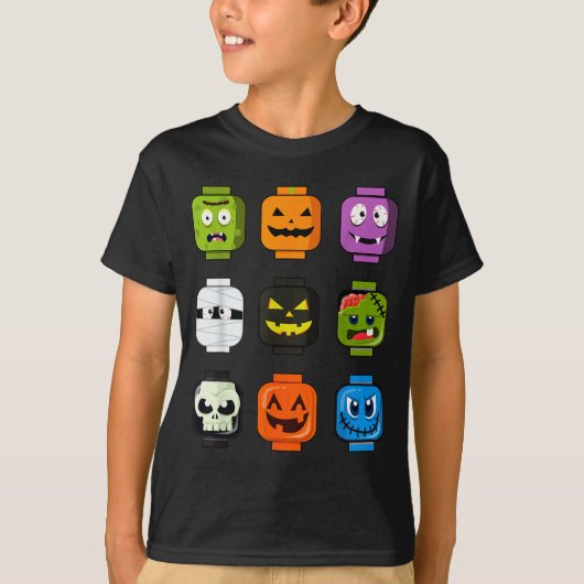 Halloween Building Brick Heads Pumpkin Zombie Ghos T-Shirt (Vorderseite)