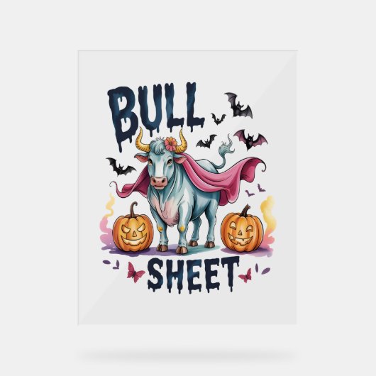 Halloween Bull Sheet, Funny Ghost Cow Acrylschild (Vorderseite)