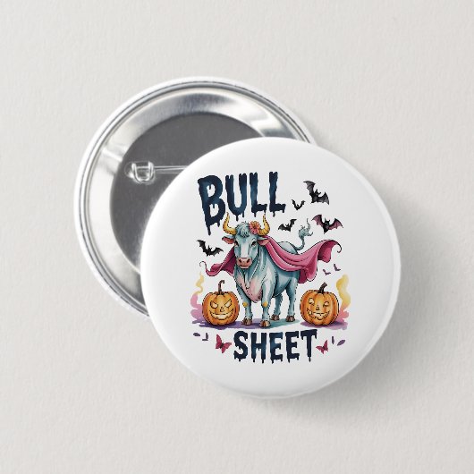 Halloween Bull Sheet, Funny Ghost Cow Button (Vorne & Hinten)