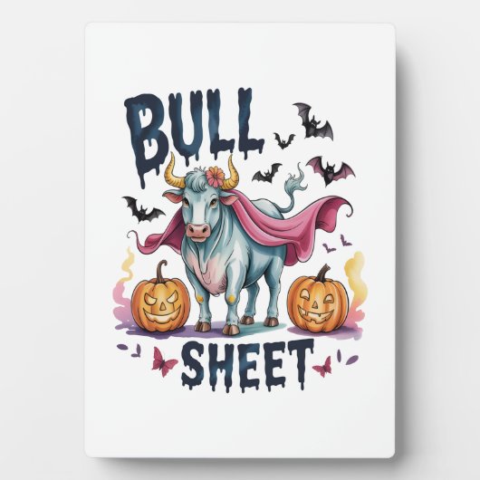 Halloween Bull Sheet, Funny Ghost Cow Fotoplatte (Vorderseite)