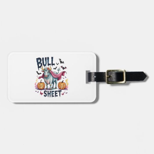 Halloween Bull Sheet, Funny Ghost Cow Gepäckanhänger (Vorderseite horizontal)