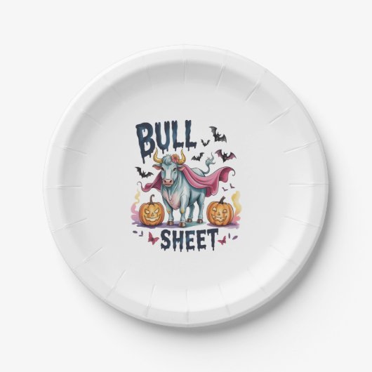 Halloween Bull Sheet, Funny Ghost Cow Pappteller (Vorderseite)