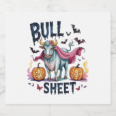 Halloween Bull Sheet, Funny Ghost Cow Schaumweinetikett (Einzelnes Label)
