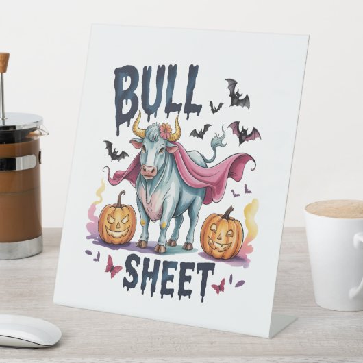 Halloween Bull Sheet, Funny Ghost Cow Sockelschild (In Situ)