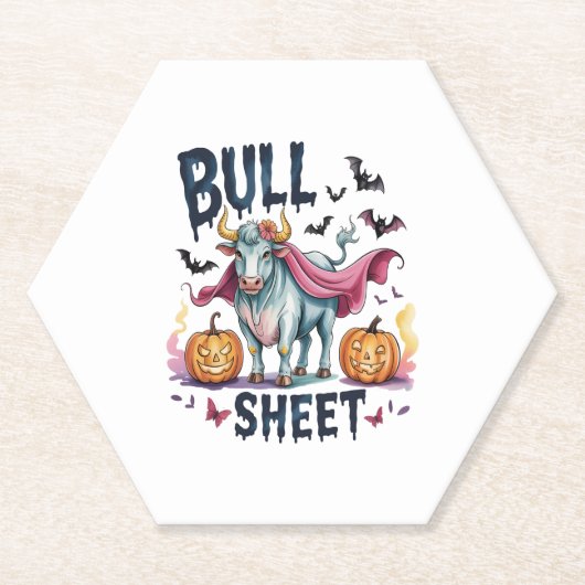 Halloween Bull Sheet, Funny Ghost Cow Untersetzer (Vorderseite)