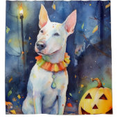 Halloween Bull Terrier mit Pumpkins Beängstigend Duschvorhang (Vorderseite)