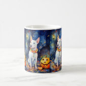 Halloween Bull Terrier mit Pumpkins Beängstigend Kaffeetasse (Mittel)