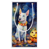 Halloween Bull Terrier mit Pumpkins Beängstigend Kleine Geschenktüte (Vorderseite)