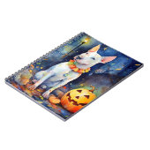 Halloween Bull Terrier mit Pumpkins Beängstigend Notizblock (Linke Seite)