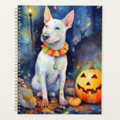 Halloween Bull Terrier mit Pumpkins Beängstigend Planer (Vorderseite)