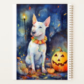 Halloween Bull Terrier mit Pumpkins Beängstigend Planer (Rückseite)