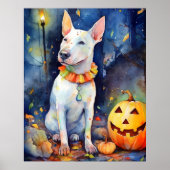 Halloween Bull Terrier mit Pumpkins Beängstigend Poster (Vorne)