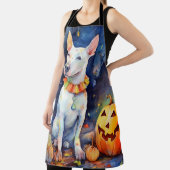 Halloween Bull Terrier mit Pumpkins Beängstigend Schürze (InSitu)