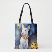 Halloween Bull Terrier mit Pumpkins Beängstigend Tasche (Vorderseite)
