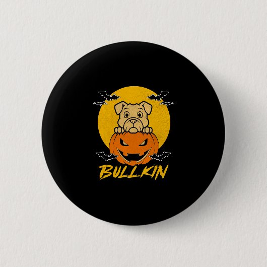 Halloween Bulldog Halloween Pumpkin-Kostüm Button (Vorderseite)