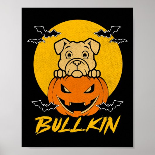 Halloween Bulldog Halloween Pumpkin-Kostüm Poster (Vorne)