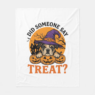 Halloween Bulldog Hexe Hund Leckerli Vintage-Shirt Fleecedecke