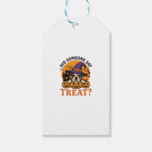 Halloween Bulldog Hexe Hund Leckerli Vintage-Shirt Geschenkanhänger