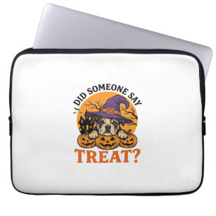 Halloween Bulldog Hexe Hund Leckerli Vintage-Shirt Laptopschutzhülle