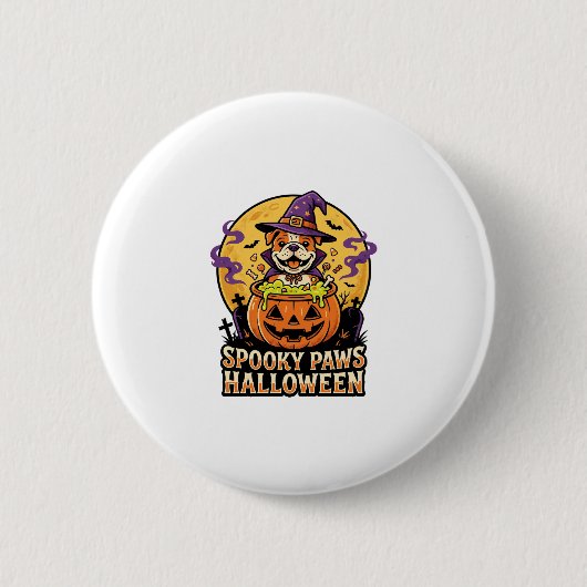 Halloween Bulldog Kürbis Nacht Button (Vorderseite)