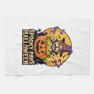 Halloween Bulldog Kürbis Nacht Geschirrtuch