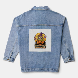 Halloween Bulldog Kürbis Nacht Jeansjacke