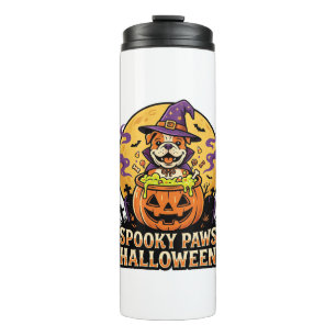 Halloween Bulldog Kürbis Nacht Thermosbecher