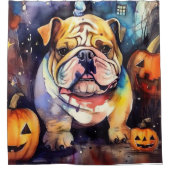 Halloween Bulldog mit Pumpkins Beängstigend Duschvorhang (Vorderseite)