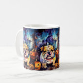 Halloween Bulldog mit Pumpkins Beängstigend Kaffeetasse (Vorderseite Links)