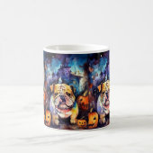 Halloween Bulldog mit Pumpkins Beängstigend Kaffeetasse (Mittel)