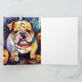 Halloween Bulldog mit Pumpkins Beängstigend Karte (Innenseite)