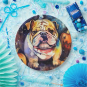 Halloween Bulldog mit Pumpkins Beängstigend Pappteller (Party)