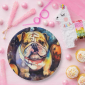 Halloween Bulldog mit Pumpkins Beängstigend Pappteller (Party)