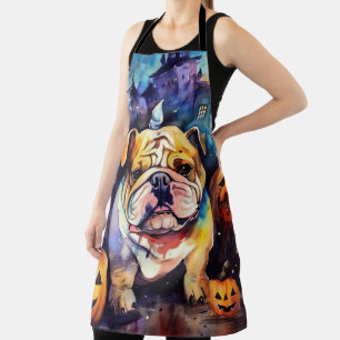 Halloween Bulldog mit Pumpkins Beängstigend Schürze