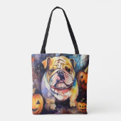 Halloween Bulldog mit Pumpkins Beängstigend Tasche (Rückseite)
