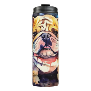 Halloween Bulldog mit Pumpkins Beängstigend Thermosbecher