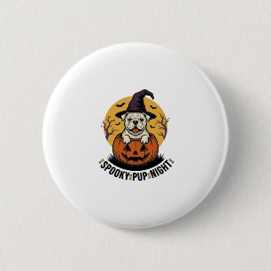 Halloween-Bulldog-Shirt mit Vintage-Kürbis-Hund A Button
