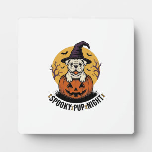 Halloween-Bulldog-Shirt mit Vintage-Kürbis-Hund A Fotoplatte