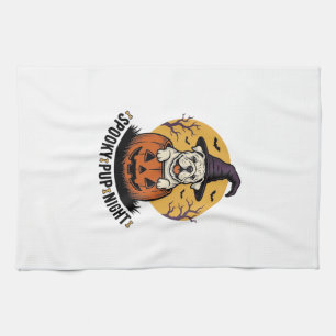 Halloween-Bulldog-Shirt mit Vintage-Kürbis-Hund A Geschirrtuch