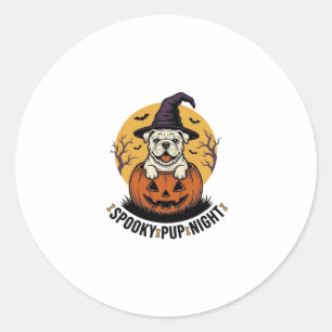 Halloween-Bulldog-Shirt mit Vintage-Kürbis-Hund A Runder Aufkleber