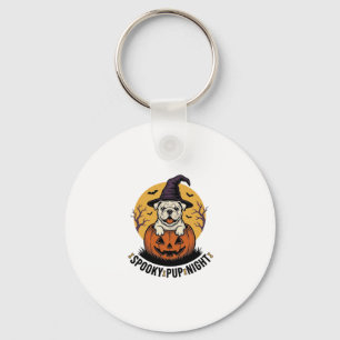 Halloween-Bulldog-Shirt mit Vintage-Kürbis-Hund A Schlüsselanhänger