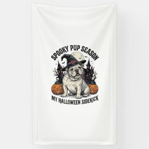 Halloween Bulldog-Shirt Süße Hexe Hund Vintage Gra Banner