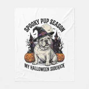 Halloween Bulldog-Shirt Süße Hexe Hund Vintage Gra Fleecedecke