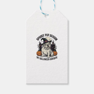 Halloween Bulldog-Shirt Süße Hexe Hund Vintage Gra Geschenkanhänger
